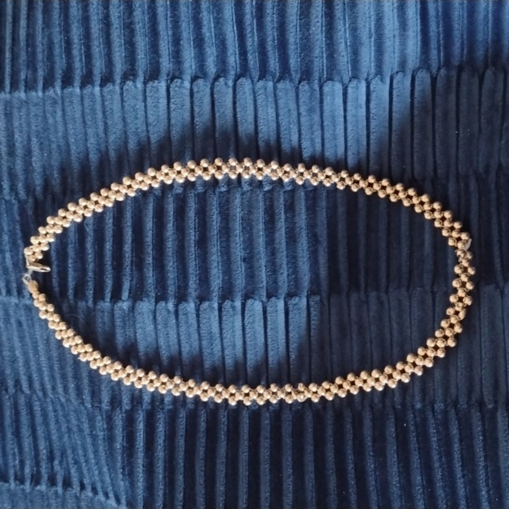 Gold bead necklace handmade 10kt